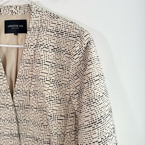 Lafayette 148 Cream Black Brown One Button Blazer Jacket 18 Office Professional - Picture 3 of 8